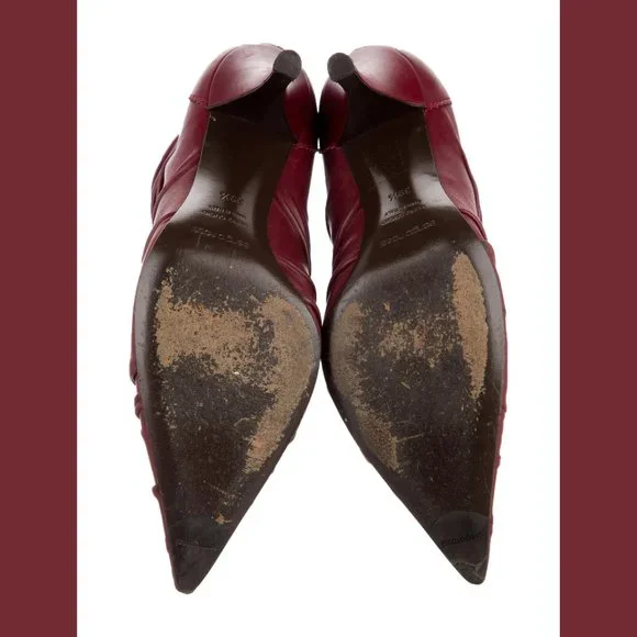 Sergio Rossi Deep Cherry Red Ruby Burgundy Boots IT 39.5 - Picture 5 of 6